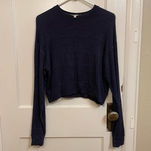 Corinne navy slightly cropped top